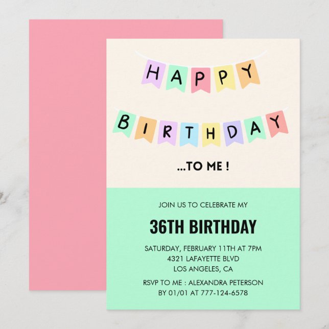 Convites engraçados de aniversário de 36 anos Feli (Frente/Verso)