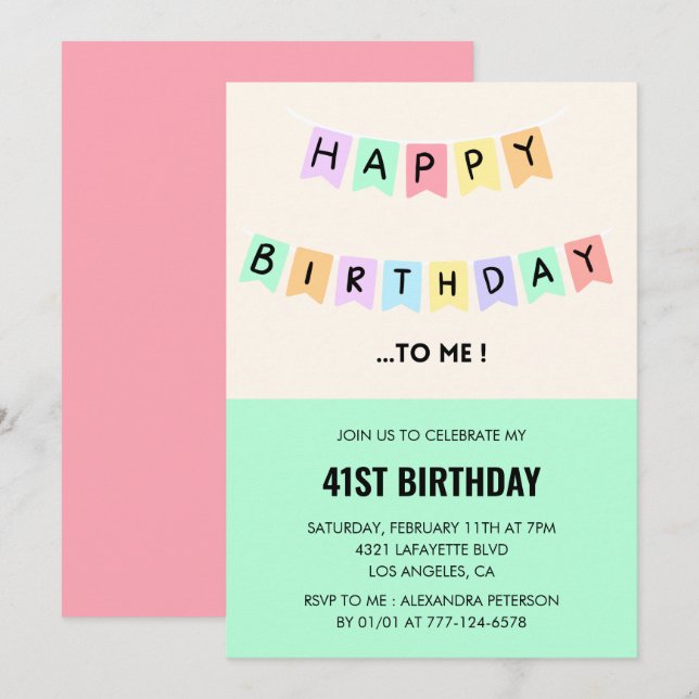 Convites engraçados de aniversário de 41 anos Feli (Frente/Verso)