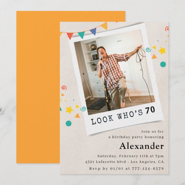 Convites engraçados de aniversário de 70 anos para (Frente/Verso)