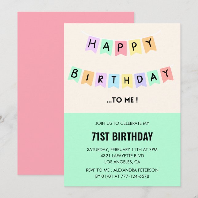 Convites engraçados de aniversário de 71 anos Feli (Frente/Verso)