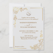 Engraving Golden Floral Wedding