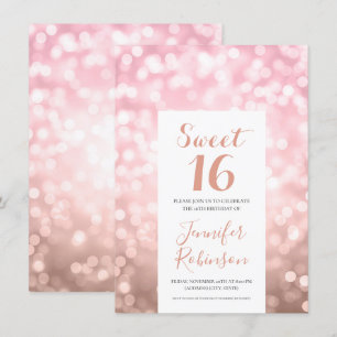 Convites Engraxa Dourada Elegante Rosa 16