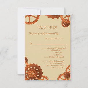 Convites Engrenagens Steampunk Casamento 3.5x5 R.S.V.P. Res