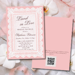 Convites Enlace de Amor Chuveiro de Noiva Código QR Rosa