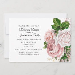 Convites Ensaio Botânico Elegante, cor-de-rosa, com Marinho