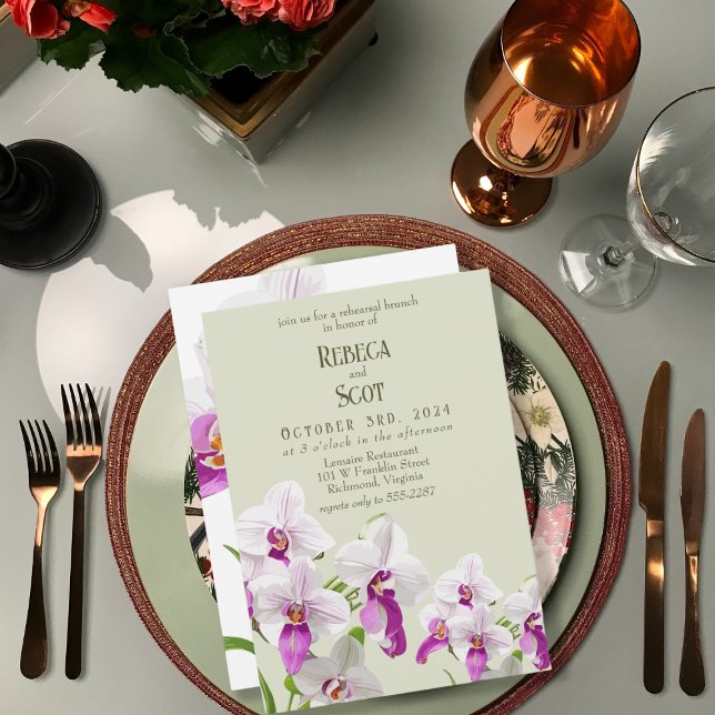 Convites Ensaio de Brunch de Casamento Orquídeo Delicado (Criador carregado)
