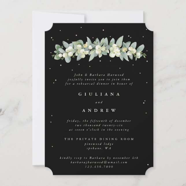 Convites Ensaio de Casamento Black Snowberry+Eucalipto (Frente)