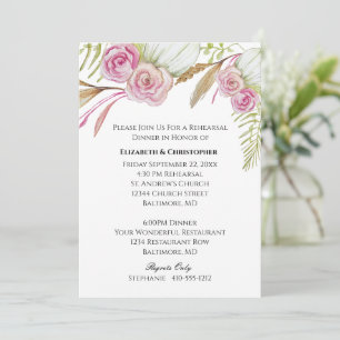 Convites Ensaio de Casamento Botânico Floral Verde Rosa 