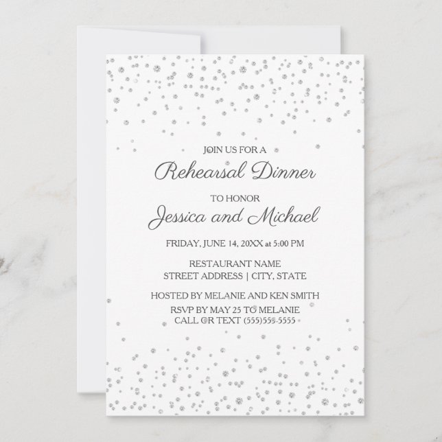 Convites Ensaio de Casamento Brilho Diamante Prata Branco (Frente)