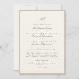 Convites Ensaio de Casamento Clássico Champanhe Bege