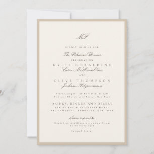 Convites Ensaio de Casamento Clássico Champanhe Bege