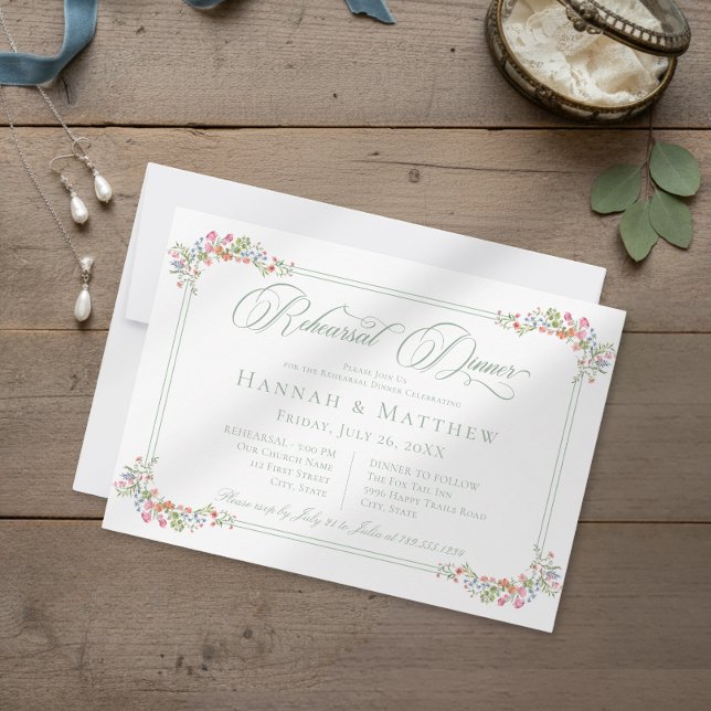 Convites Ensaio de Casamento com Crista de Flor Silvestre E (Criador carregado)