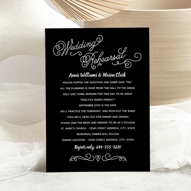 Convites Ensaio de Casamento com Floral de Coração Preto (Criador carregado)