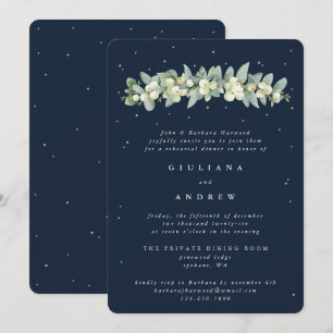 Convites Ensaio de Casamento Dark Navy Snowberry+Eucalipto