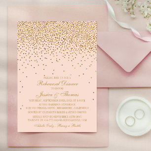 Convites Ensaio de Casamento de Confetti Dourado, Cor-de-Ro