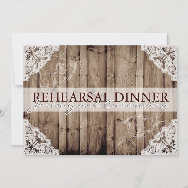 Convites Ensaio de Casamento de Renda Branca Antiga (Frente)