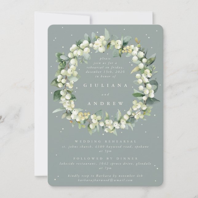 Convites Ensaio de Casamento de Seafoam Snowberry+Eucalyptu (Frente)