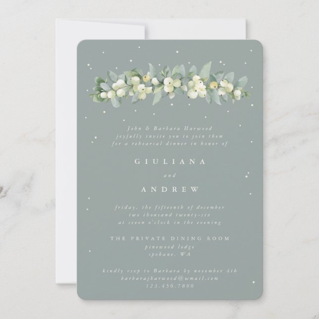 Convites Ensaio de Casamento de Seafoam Snowberry+Eucalyptu (Frente)