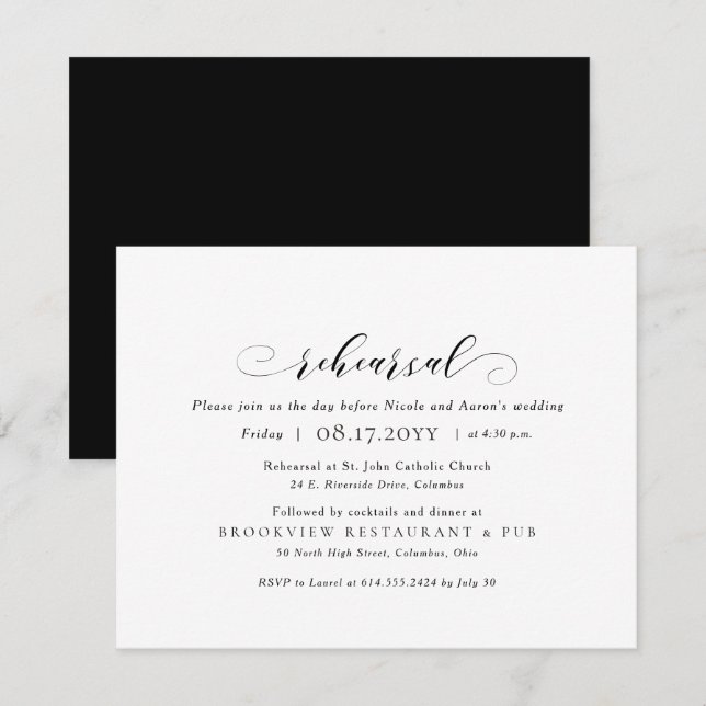 Convites Ensaio de casamento e jantar simples e elegante (Frente/Verso)