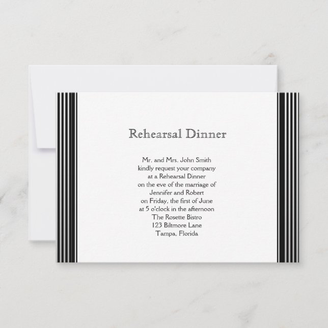 Convites Ensaio de Casamento em Stripe Branca de Art Deco (Frente)