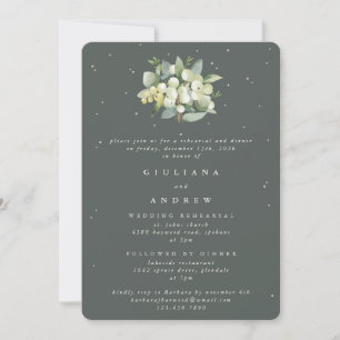Convites Ensaio de Casamento Eucalyptus e Snowberry Verde c