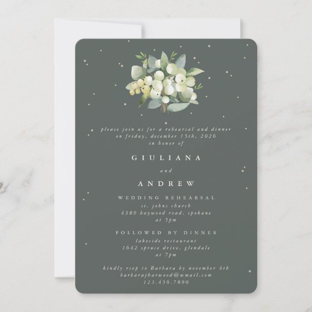 Convites Ensaio de Casamento Eucalyptus e Snowberry Verde c (Frente)