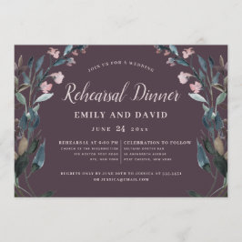 Convites Ensaio de Casamento Floral de Mauve Purple, Crest