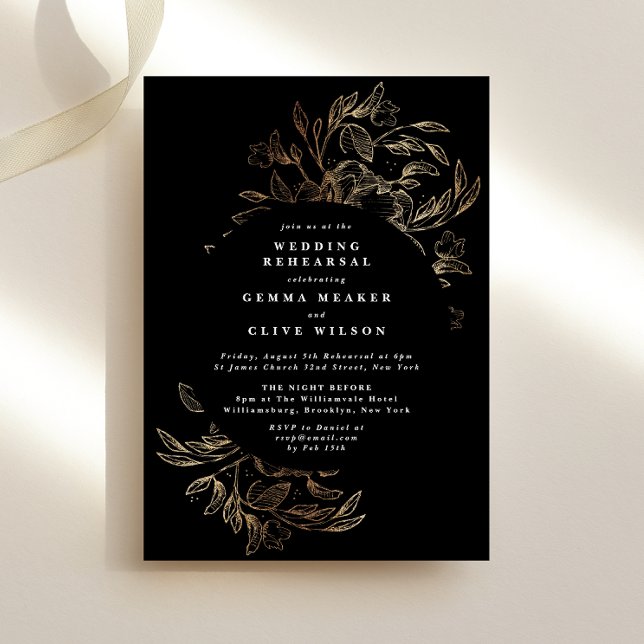 Convites Ensaio de Casamento Floral Dourado de LUXURY (Criador carregado)