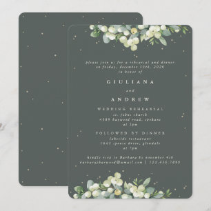 Convites Ensaio de Casamento Gray Green Snowberry+Eucalyptu