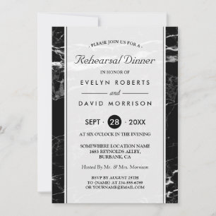 Convites Ensaio De Casamento Janta Marble Branco Negro Mode