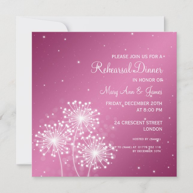 Convites Ensaio De Casamento Janta Rosa cor-de-rosa (Frente)