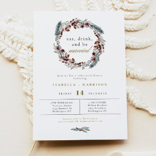 Convites Ensaio de Casamento NOEL Rustic Winter Pine Jantar