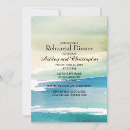 Convites Ensaio de Casamento Oceano Aquarela Azul Verde