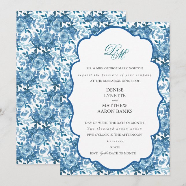 Convites Ensaio de Casamento Spun Sugar & Skydiver Blue (Frente/Verso)
