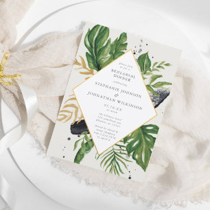 Convites Ensaio de Casamento Tropical de Cor de Água Verde