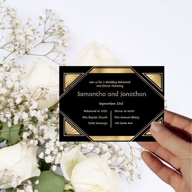 Convites Ensaio de Casamento Vintage Glam Art Déco (Criador carregado)