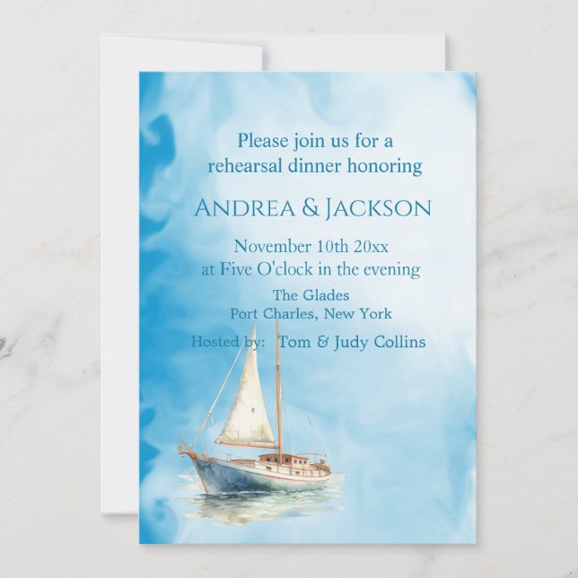 Convites Ensaio de Código QR de Fotografia em veleiro com A (Frente)