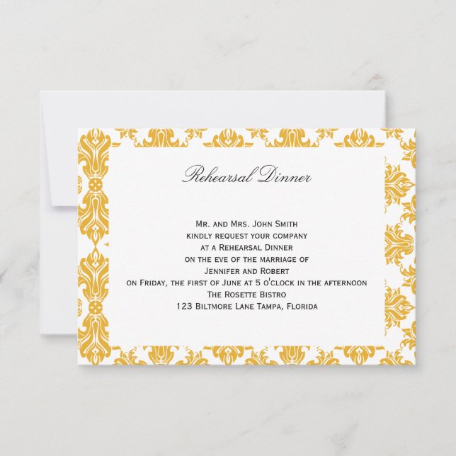 Convites Ensaio de girassol e Casamento tema damasco branco (Frente)