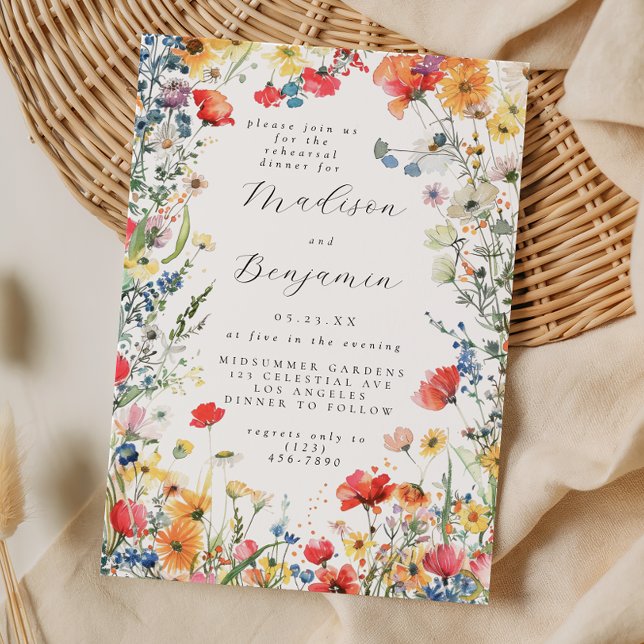 Convites Ensaio de Jantar de Casamento com Flor Silvestre O (Criador carregado)