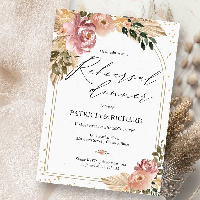 Convites Ensaio de Jantar de Casamento Floral Boho Chic (Criador carregado)