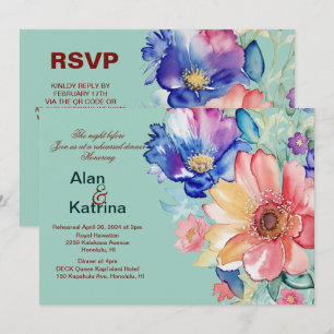 Convites Ensaio de Jantar de Casamento Floral Ousado em Ver