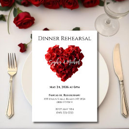 Convites Ensaio de Jantar de Casamento - Rosas Vermelhas em