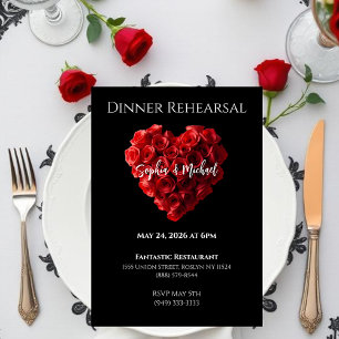 Convites Ensaio de Jantar de Casamento - Rosas Vermelhas em