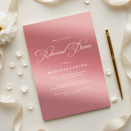 Convites Ensaio de Jantar de Noivado em Rosa Dourado Elegan