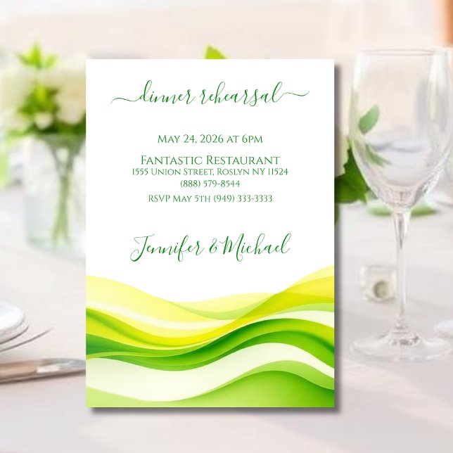 Convites Ensaio de Jantar Verde e Amarelo Cítrico da Ilha  (Island Citrus Green & Yellow Dinner Rehearsal  Invitation )