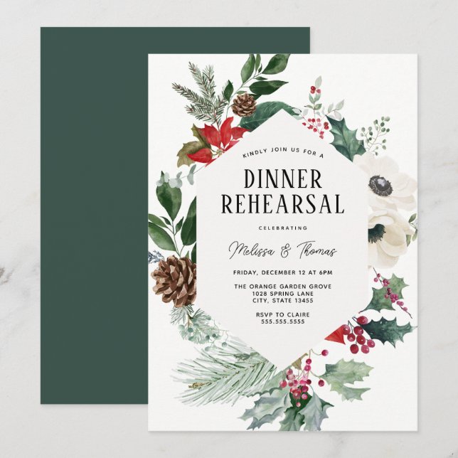 Convites Ensaio de Janto de Casamento Greenerado de Winter  (Frente/Verso)