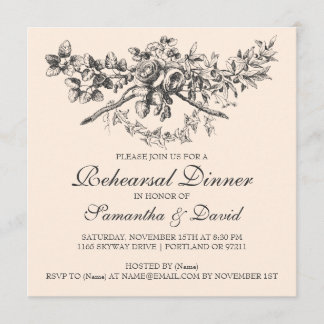 Convites Ensaio Elegante Janto Vintage Floral Preto