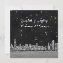 Convites Ensaio em Chicago Skyline Black Dourado Star S