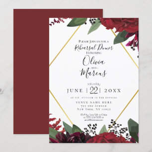 Convites ENSAIO    Floral Marsala Burgundy Rica e Elegante