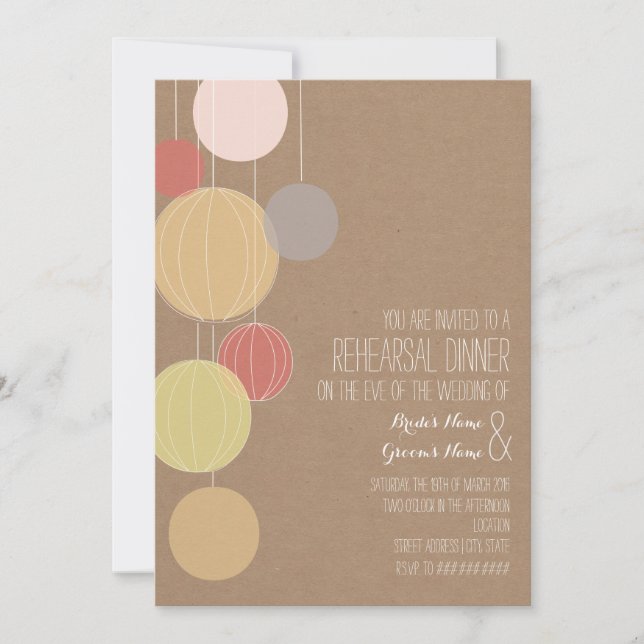 Convites Ensaio inspirado Cardstock das lanternas coloridas (Frente)